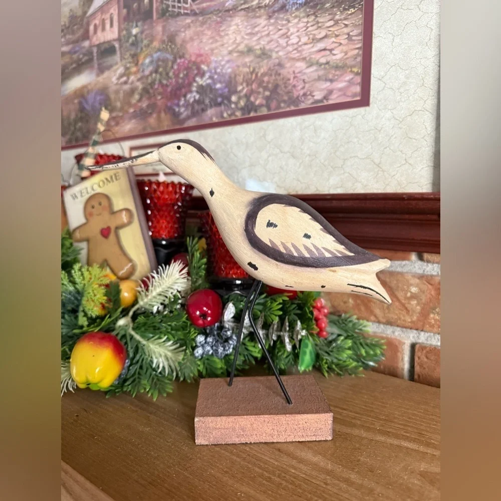 Vintage 1981 Hand Carved Hand Painted Wooden Shore Bird Decoy
